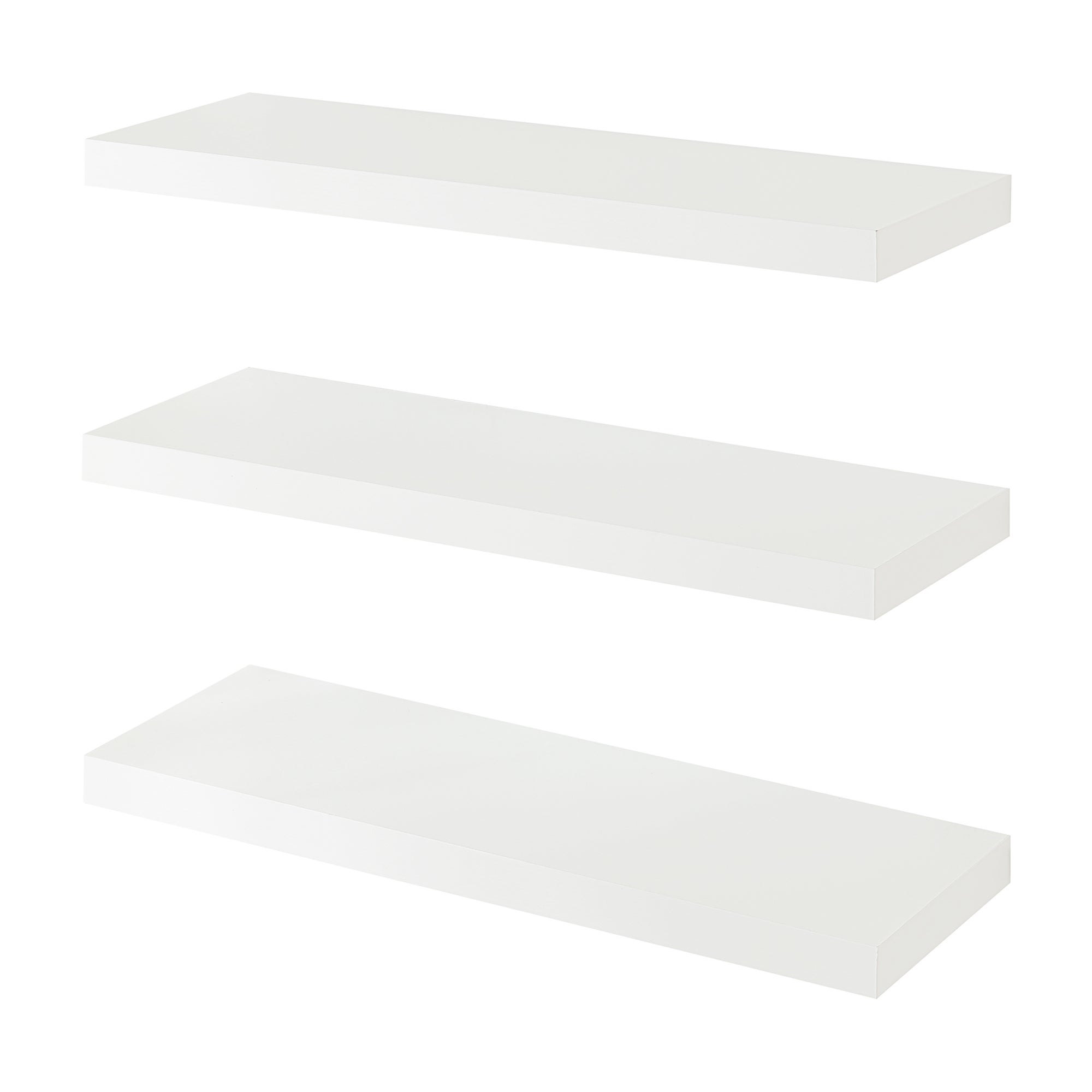 Conjunto de 3 prateleiras flutuantes Stranda MDF/metal 60x20x3,5cm - Branco [en.casa] - 3