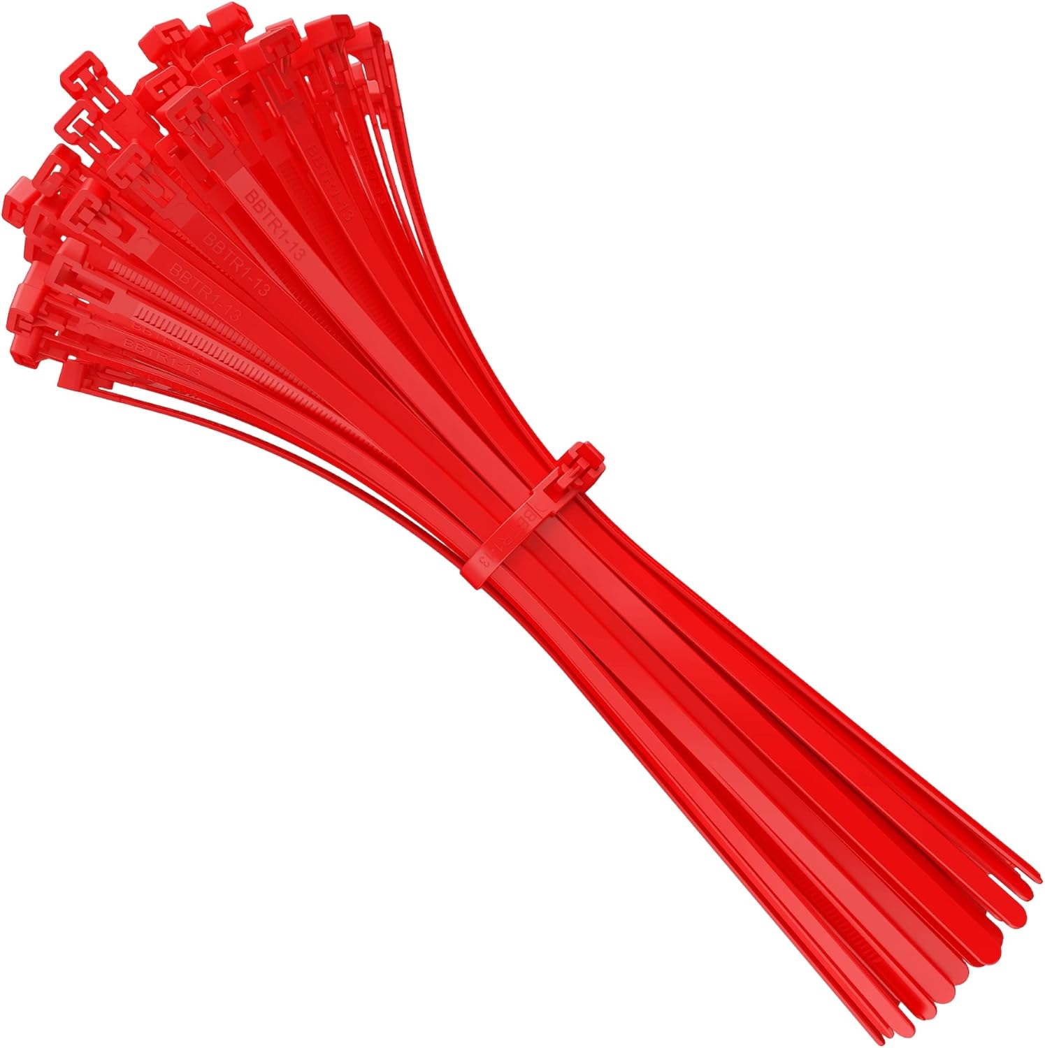 Opaski zaciskowe plastikowe wielokrotnego użytku, 350 mm x 7,5 mm, opaski zaciskowe nylonowe, czerwone, opakowanie 100 szt.