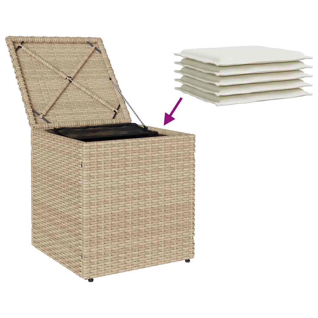 Tabourets de jardin avec coussins lot de 2 beige résine tressée vidaXL - 9