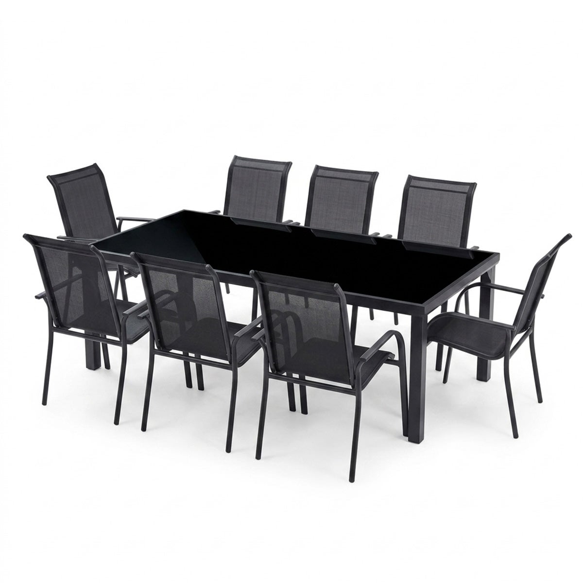 Ensemble de jardin en aluminium et verre 8 P BLACK EDITION avec 8 fauteuils - 2