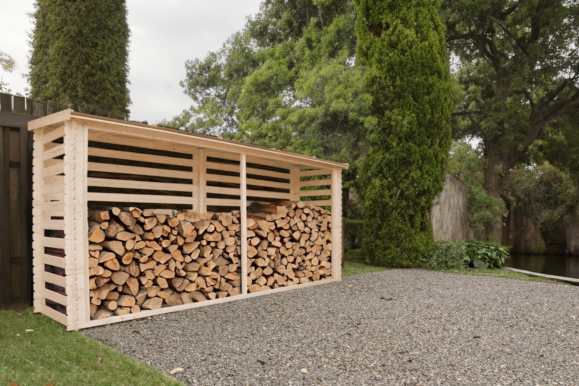 Abri à bûches -l112xL450xH199 cm/ 4m2 - Abri De Stockage Du Bois et range bûches extérieur - TIMBELA M203 - 5