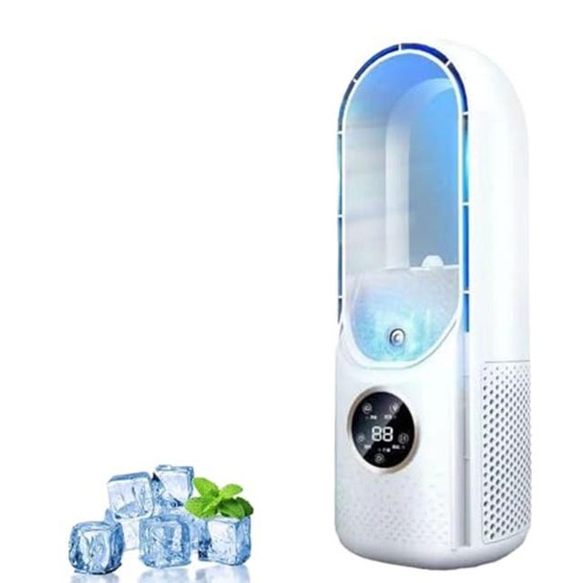 Climatiseur Portable USB avec 6 Niveaux de Brumisation et 6 Vitesses, Ventilateur Rafraîchissant Compact,Blanc