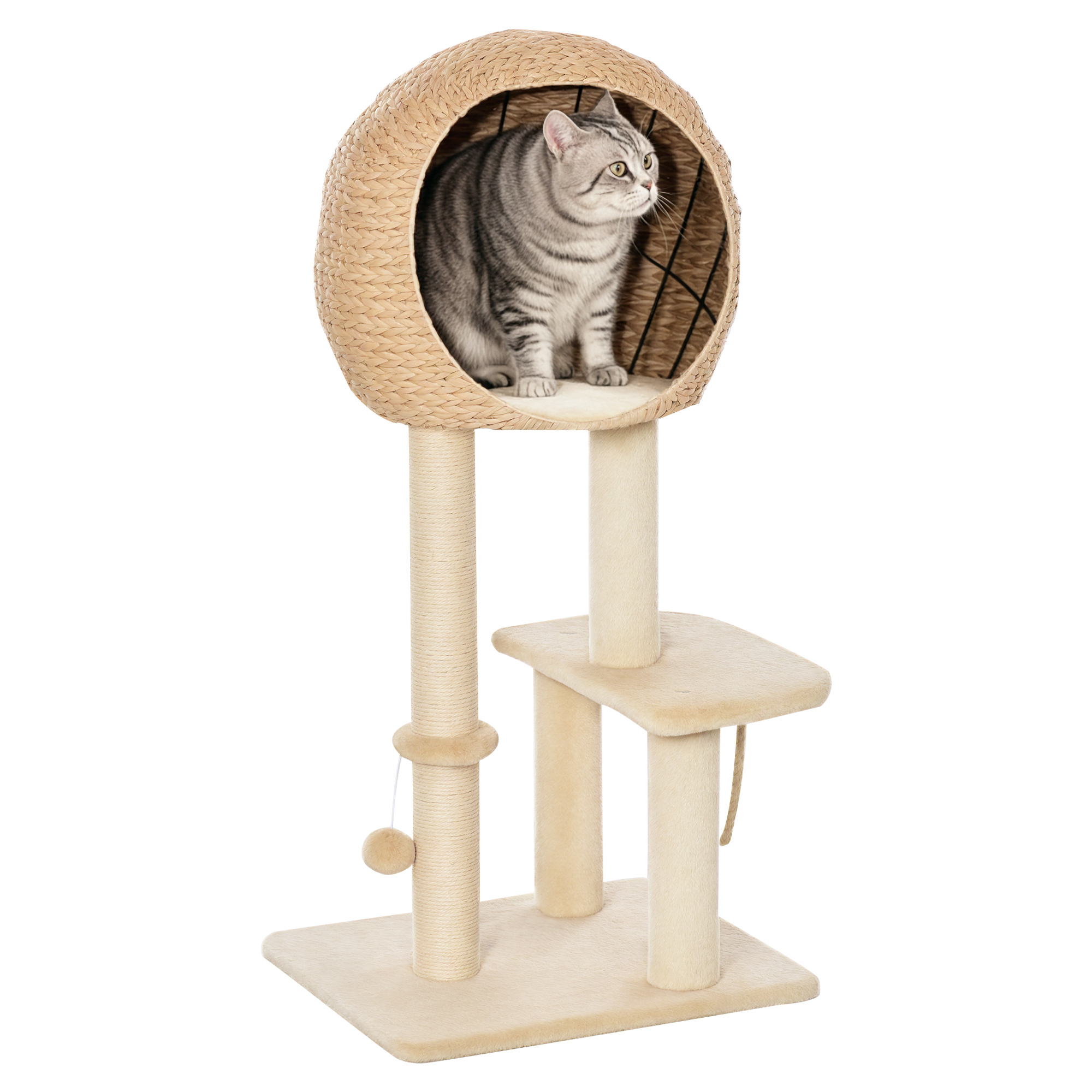Árbol Rascador para Gatos PAWHUT Aglomerado de Madera, Felpa
