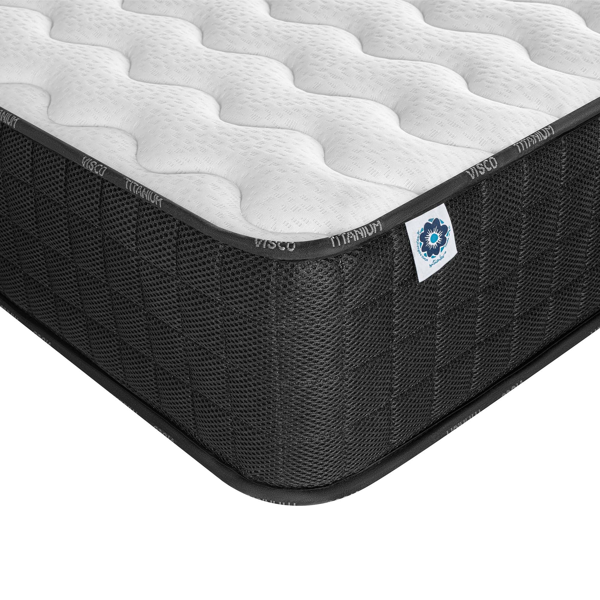 Matelas Titanium 140x190 cm - Mousse à mémoire de forme HR - Blue Latex - Très épais 25 cm - 7 Zones - Respirant - Hypoallergénique - 8