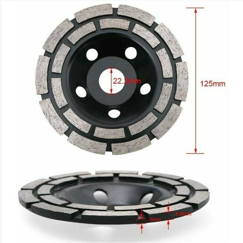 Disque diamant, diamant de meulage de béton 125 x 22,23 mm double rangée, disque diamant universel pour meuler le béton, la chape de granit - 3