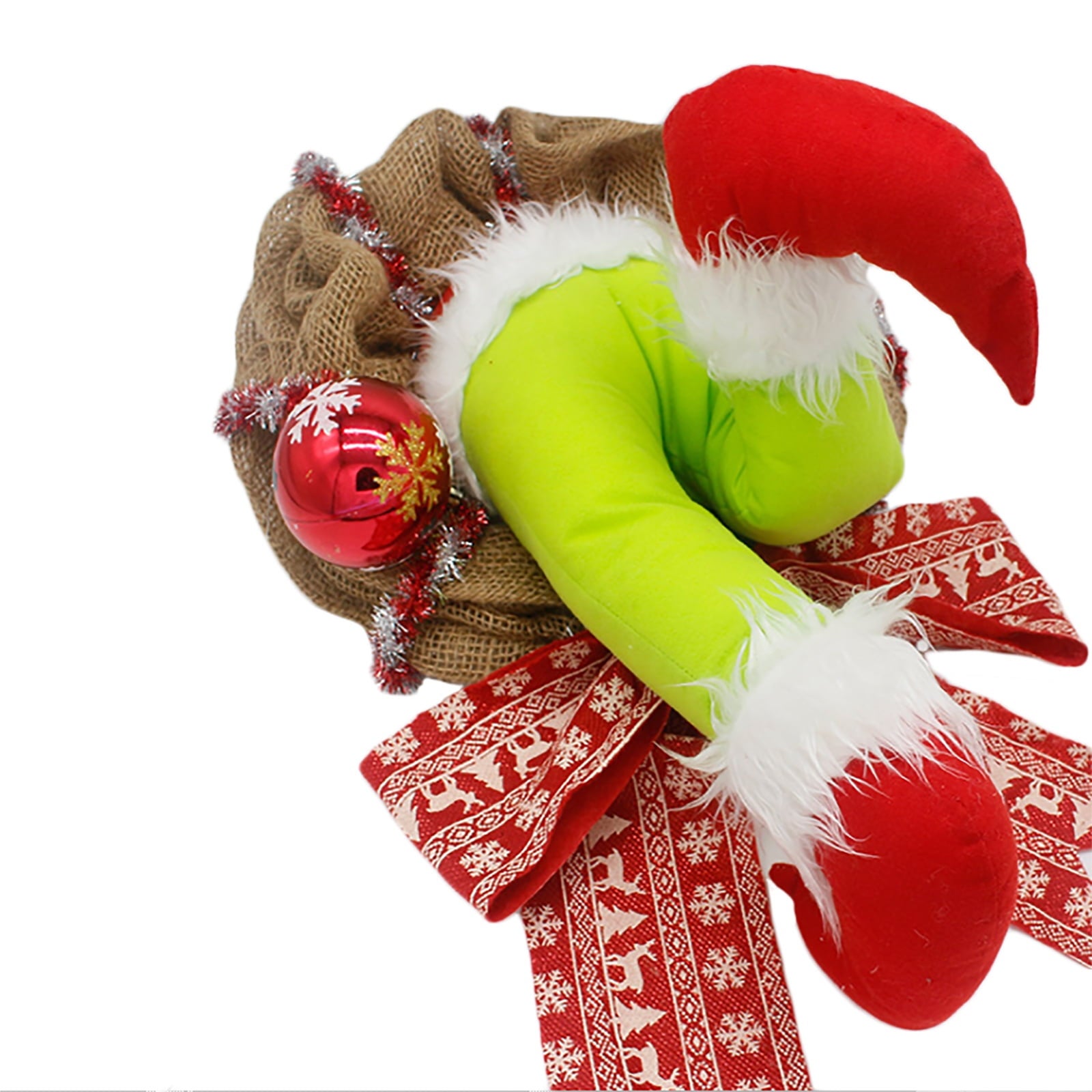 Coroa de natal ladrão de 45cm, pernas de peluche, decorações de natal, grinalda de hesse de natal, decoração de grinalda de natal - 8