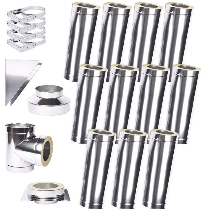Kit conduit isolé 11m double paroi ø - dimensions: 120 mm | Leroy Merlin