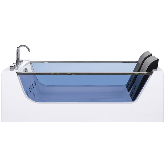 Baignoire d'angle à remous avec LED CURACAO 180 x 120 cm Blanc