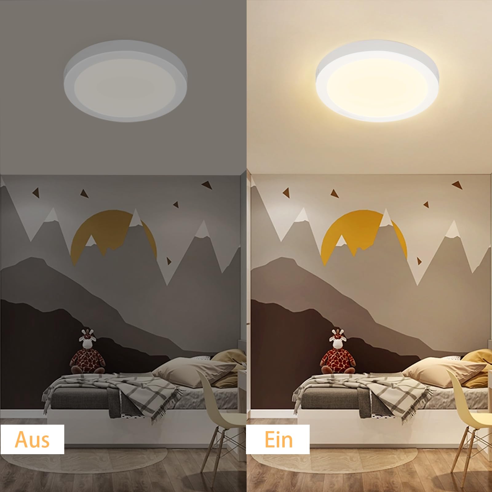 ZMH Plafonnier LED plat 18 W pour salle de bain - Lot de 2 Blanc chaud rond 3&nbsp;000 K IP44 - Lampe d'intérieur pour couloir Ø 23 cm - Moderne - 8