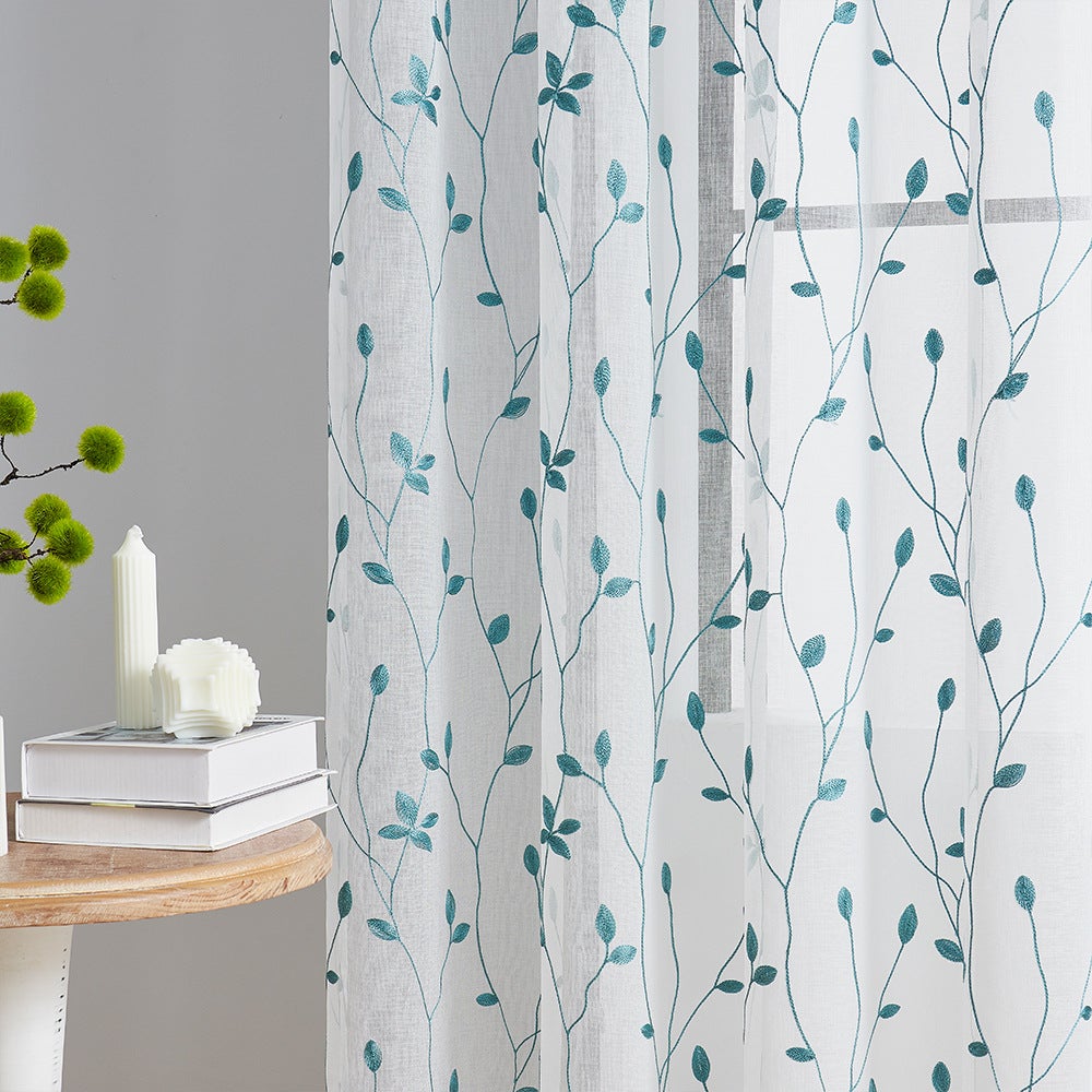 2 Piezas De Cortinas Transparent Con Tampado Floral