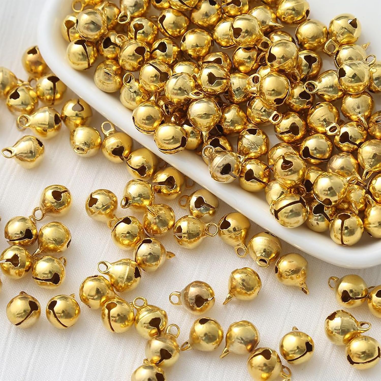 100 sztuk Dzwoneczków 12mm Złote - Dekoracja na Święta, dla Zwierząt, na Boże Narodzenie, Ślub, DIY, Biżuteria