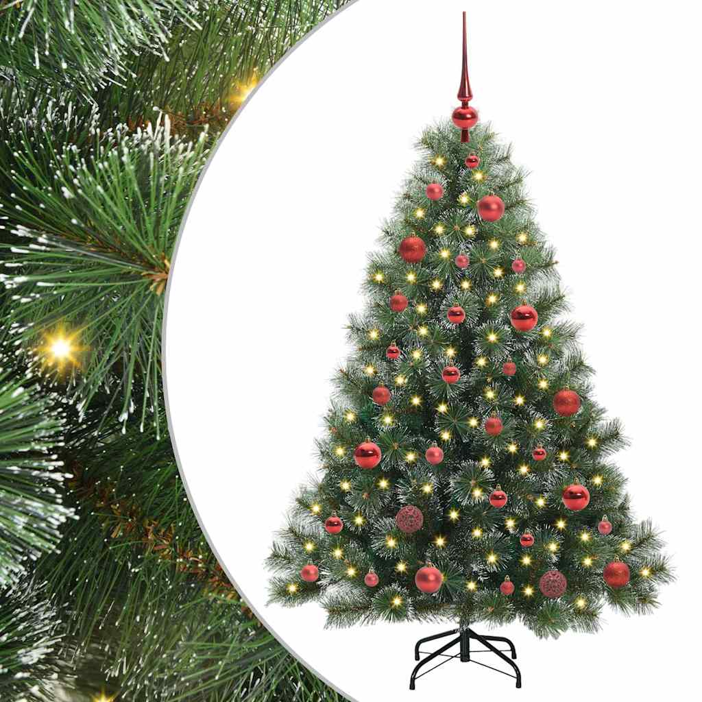 Sztuczna choinka z 150 diodami LED Zielony 150 cm PE i PVC