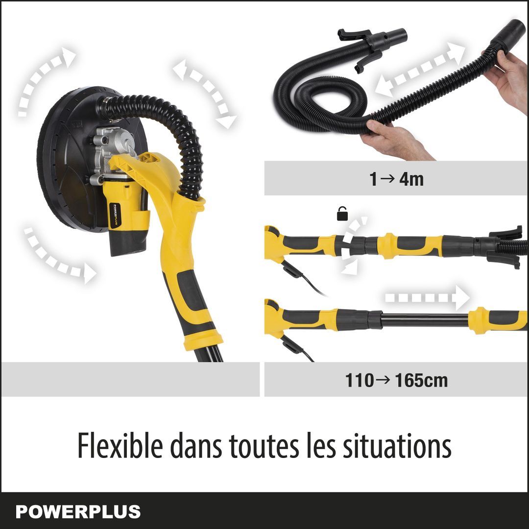 Powerplus Ponceuse à Cloisons Sèches de 710 W POWX04761 - Ponceuse Girafe Rotative avec Papier Abrasif Ø 225 mm Vitesse Max. 1500 min-1 - 3