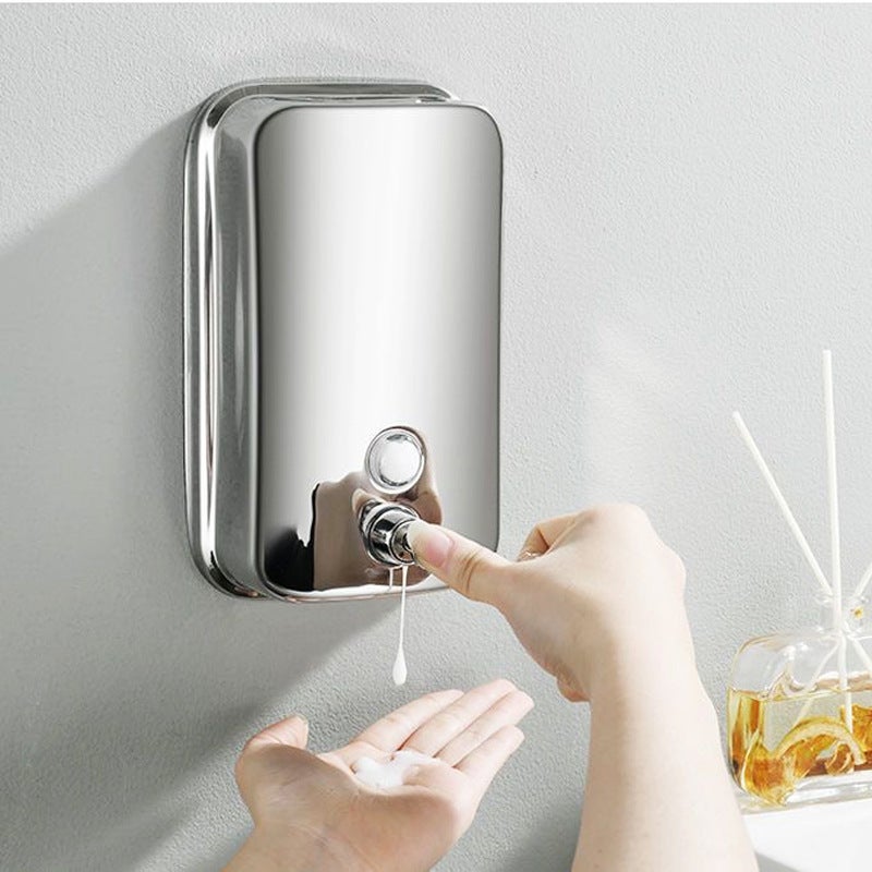 Dozownik mydła montowany na ścianie o pojemności 500 ml – stal nierdzewna z obudową ABS | Praktyczny design do kuchni i łazienki