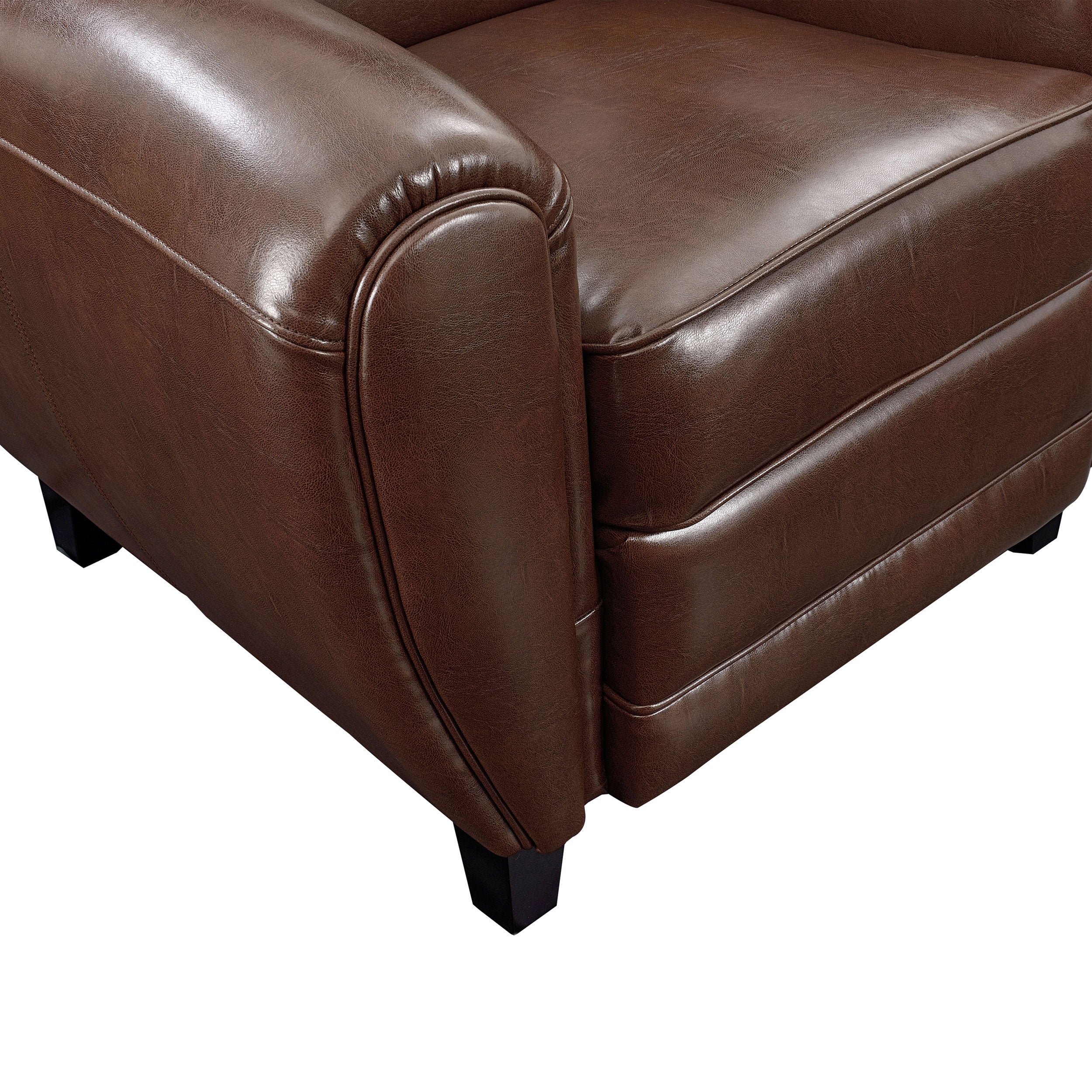 Fauteuil marron en croute de cuir enduite - Club - 5