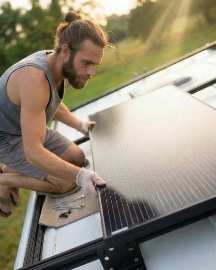 Blugy pack painel solar preto 180 Wp + 2 suportes 668 mm, autocaravana, camper, vanlife - 2