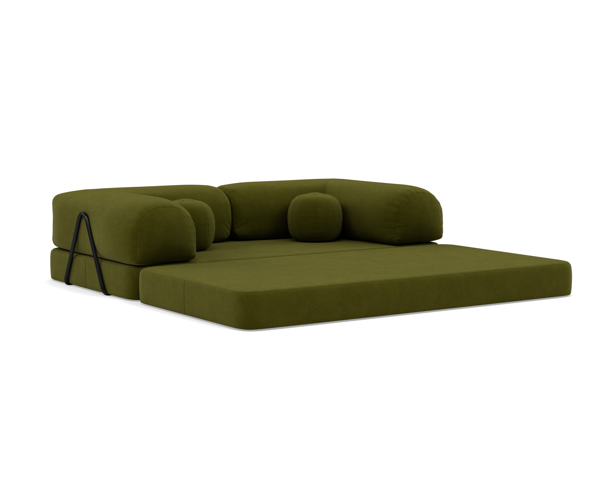 Canapé droit convertible 3 places en velours texturé vert kaki - NEBULA - Best Mobilier - 3