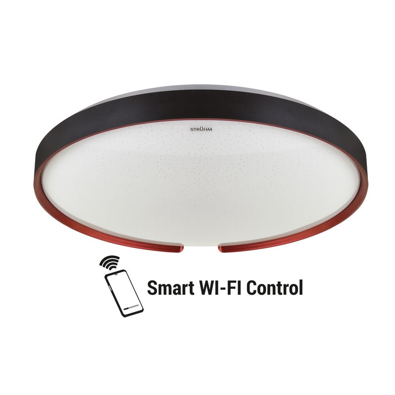 Plafon Esperanto okrągły czarno-biały LED 48W 3000K-6500K 3400lm wym: 8 x 49 cm IP44 tworzywo sztuczne Struhm