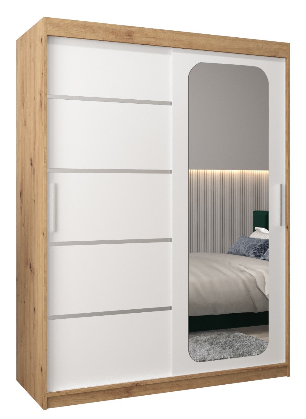 Szafa przesuwna garderoba PROMO V2 150 x 62 x 200 cm Artisan + Biały - Abiks Meble