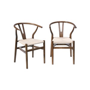 Set Di 2 Sedie 'Flen' Sedute In Similpelle Schienale In Rattan Marrone Nero En Casa 90578754