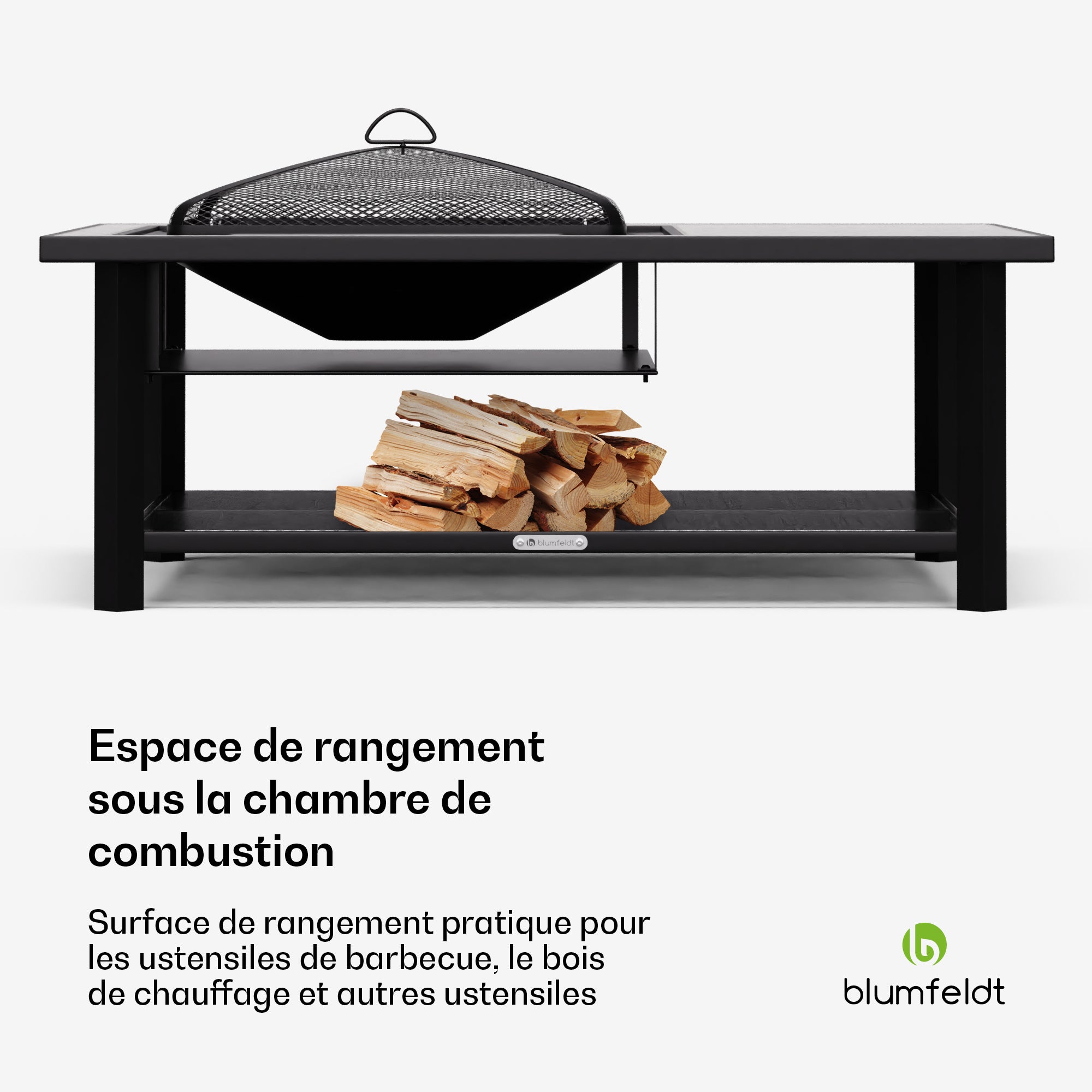 Blumfeldt Merano Braséro 3 en 1 avec fonction barbecue utilisable comme table 122 x 87 cm Noir - 6
