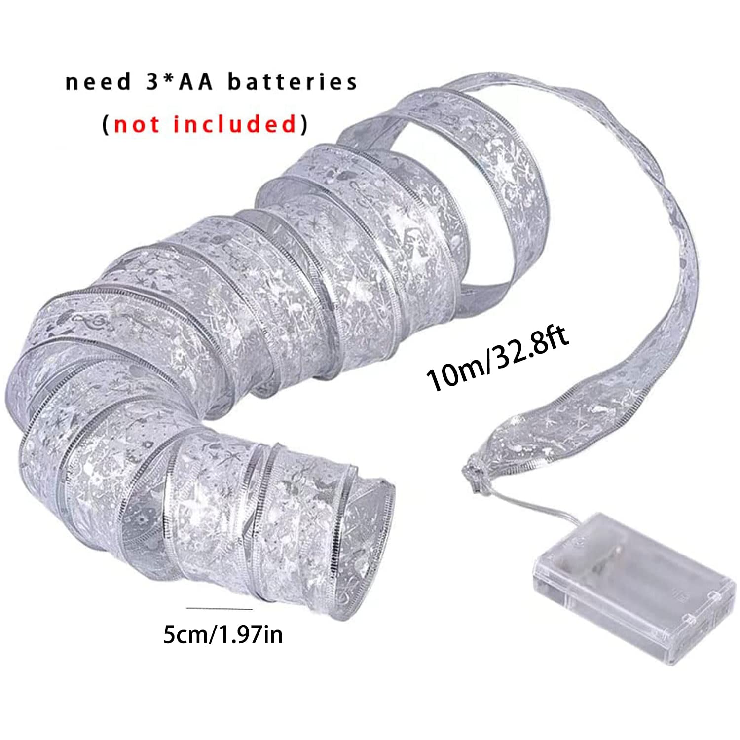 Ruban Lumineux LED Fencelly Pour Sapin De Noël - 4 Mètres, 40 LED - Blanc Chaud Ou Blanc - Alimenté Par 3 Piles AA (non Incluses)