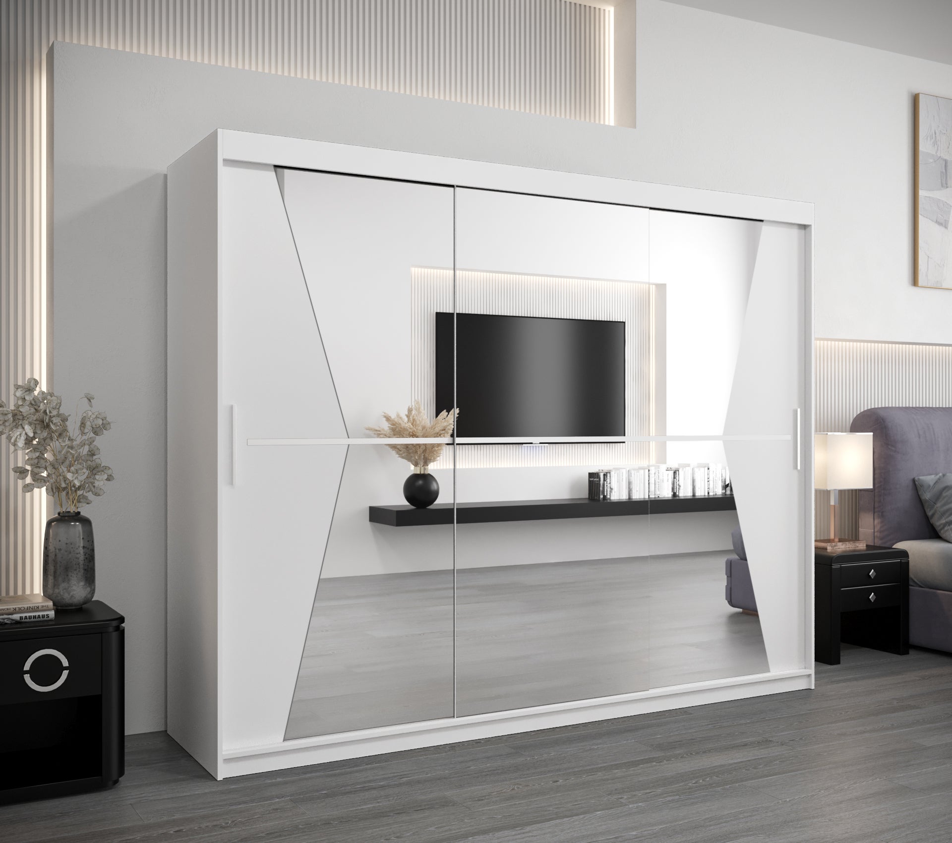 Szafa przesuwna garderoba MAROKO 250 x 62 x 200 cm Biały - Abiks Meble