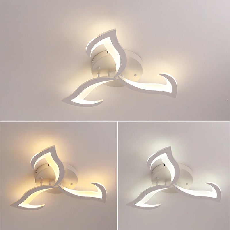 Plafonnier à intensité variable, lustre LED semi-encastré, plafonnier à télécommande/contrôle par application, lustre design en forme de pétales - 4