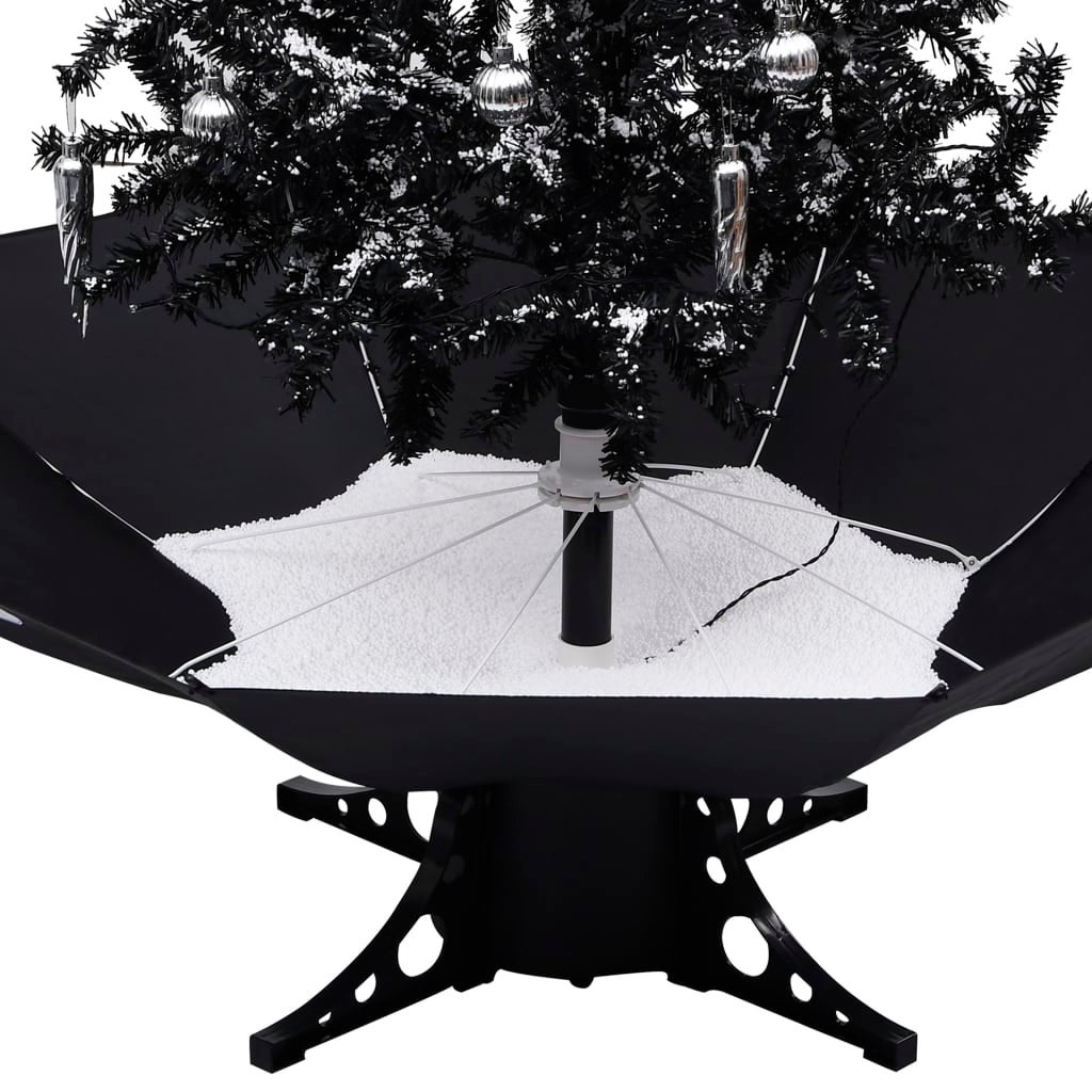 Árvore de natal com neve e base de guarda-chuva em PVC preto 190 cm - COMFORTXL - 5