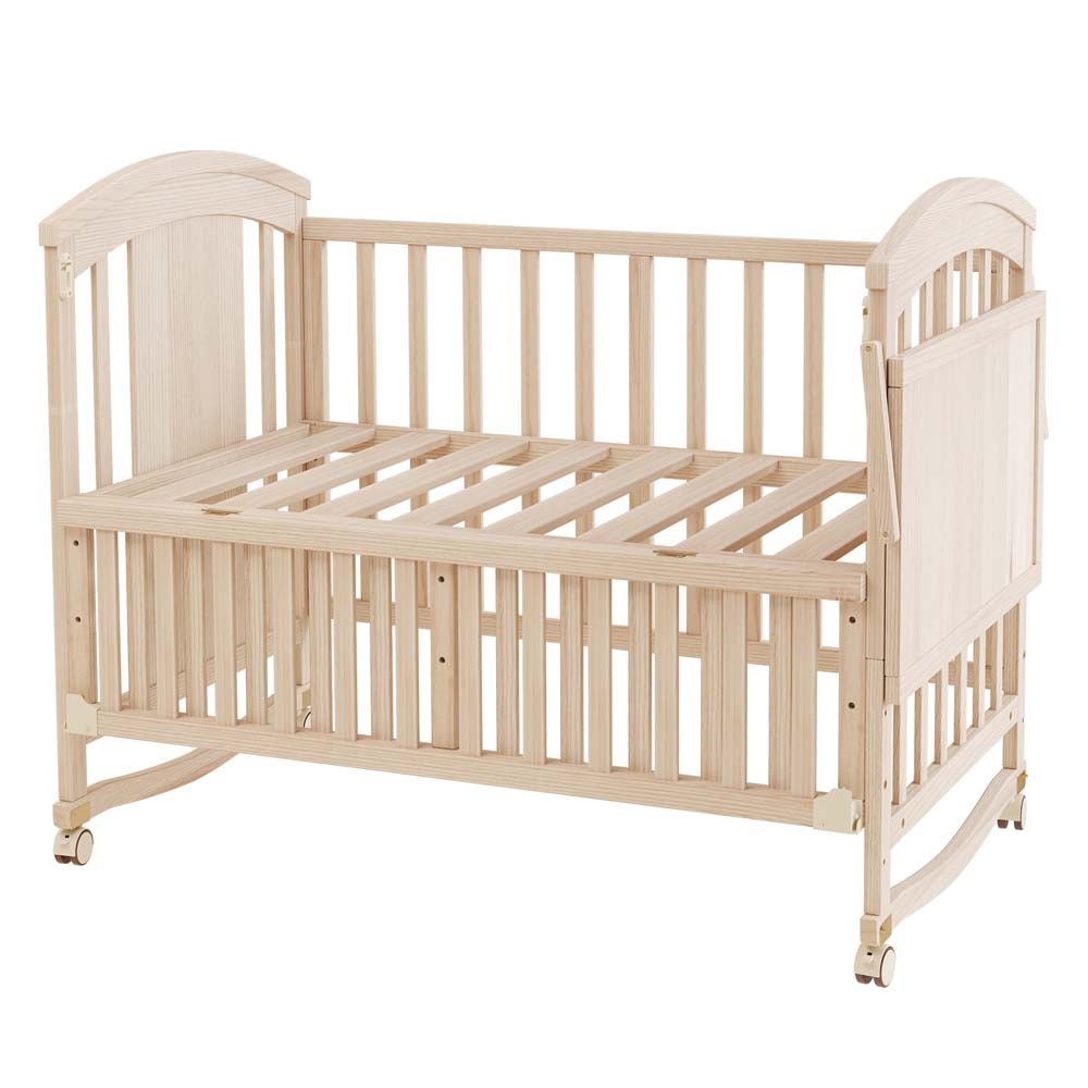 Lettino multifunzione in legno naturale con fasciatoio, contenitore pieghevole, estensibile 124x70x96 cm, senza materasso - 5