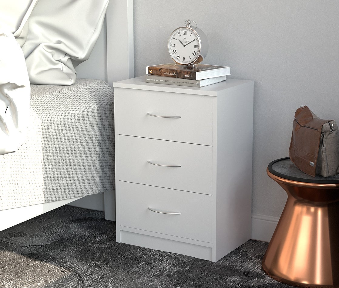 Mesita de noche habitación 3 cajones Blanco melamína 57x39x28 cm Dormidán - 3