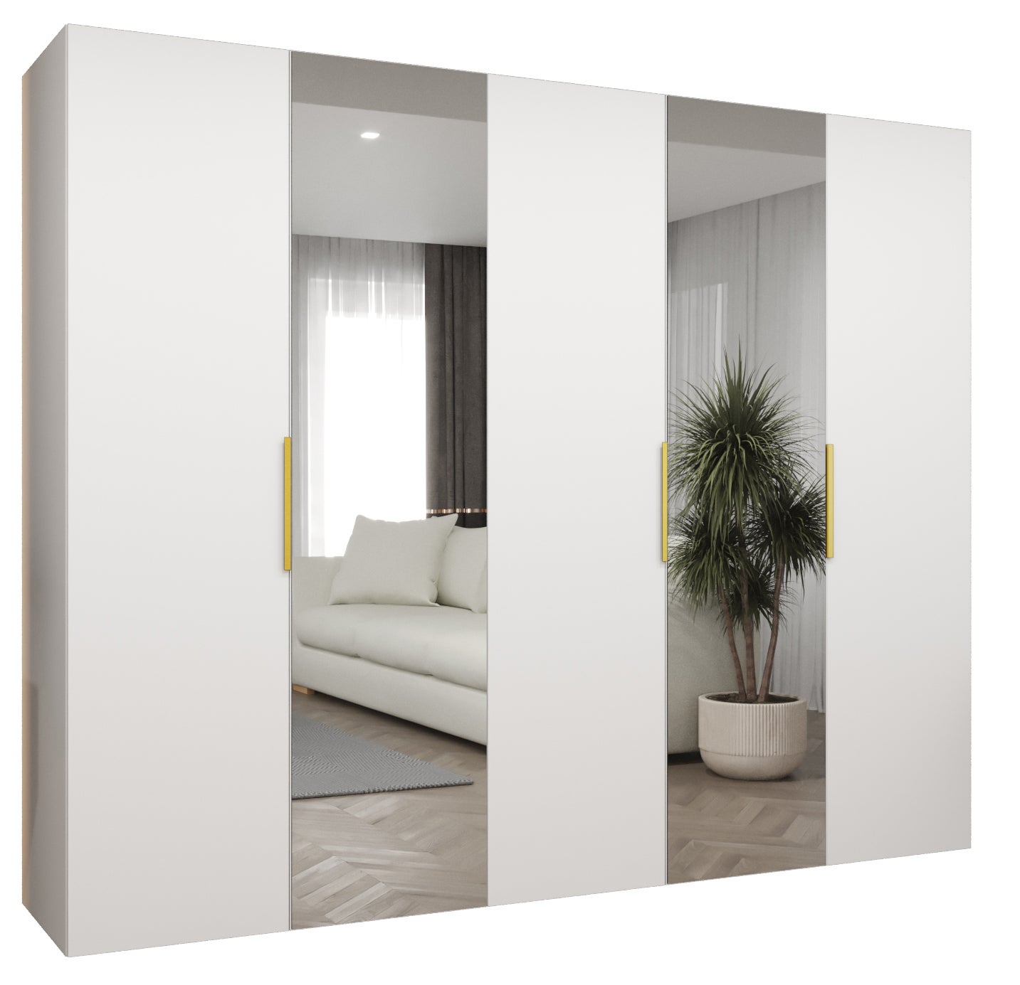 Szafa uchylna otwierana Marbella 2 250 x 52 x 202 cm biały + u. złoty Abiks Meble