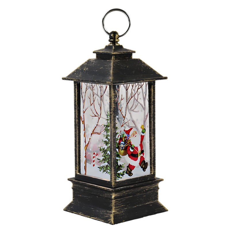 2 Lanternes De Noël LED Avec Père Noël Et Renne - Alimentées Par Piles (incluses) - Décoration Intérieure/extérieure - Taille Compacte