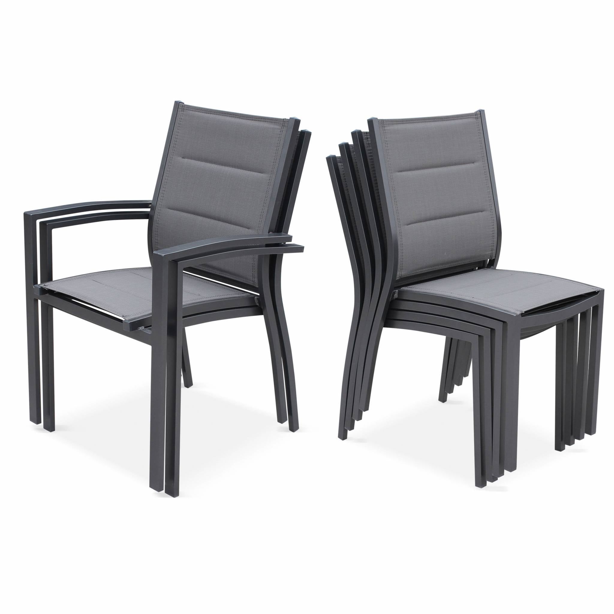 Table de jardin extensible aluminium + 8 assises - Chicago Anthracite/Gris taupe - Table en aluminium 175/245cm avec rallonge et 8 assises en - 7