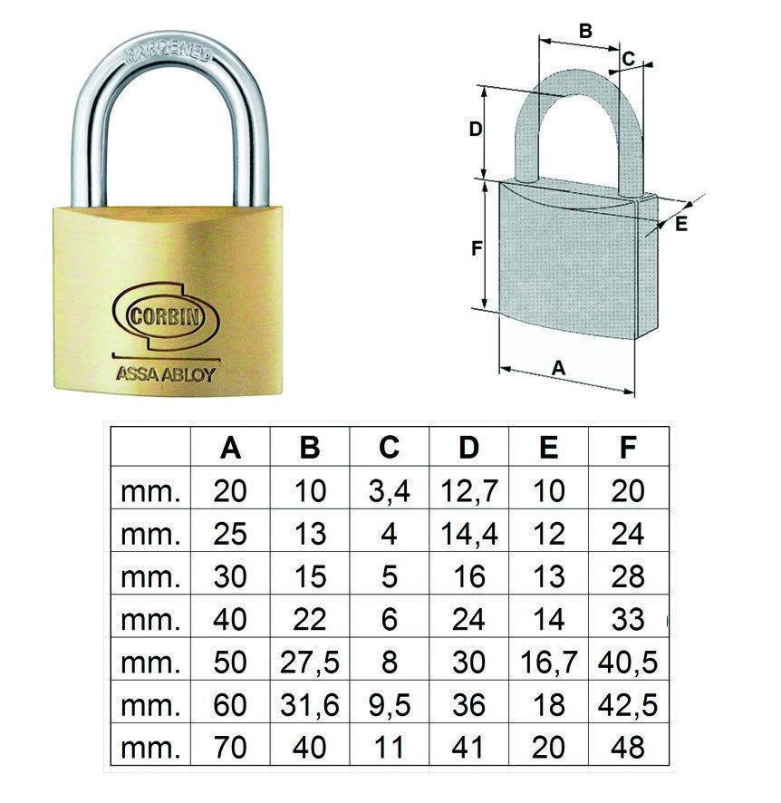 Candado Latón arco Standard - 25