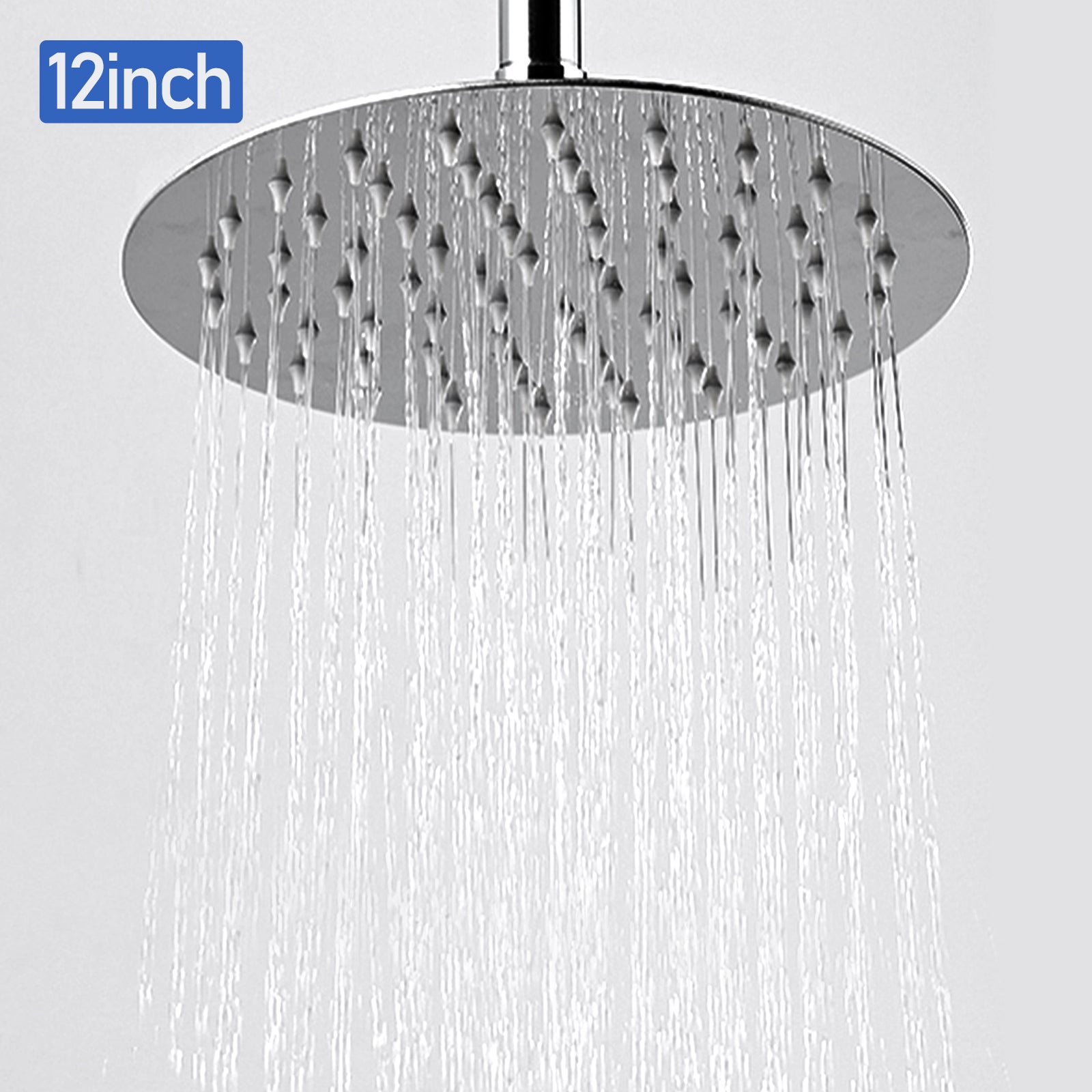 Soffione Doccia A Pioggia Quadrato 30 Cm In Acciaio Inox 304 - Alta Pressione, Ultra Sottile, Senza Braccio
