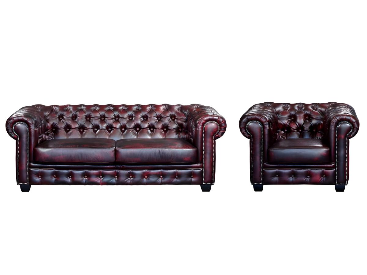 Canapé chesterfield 3 places BRENTON 100% cuir de buffle premium - Caramel vintage - 8