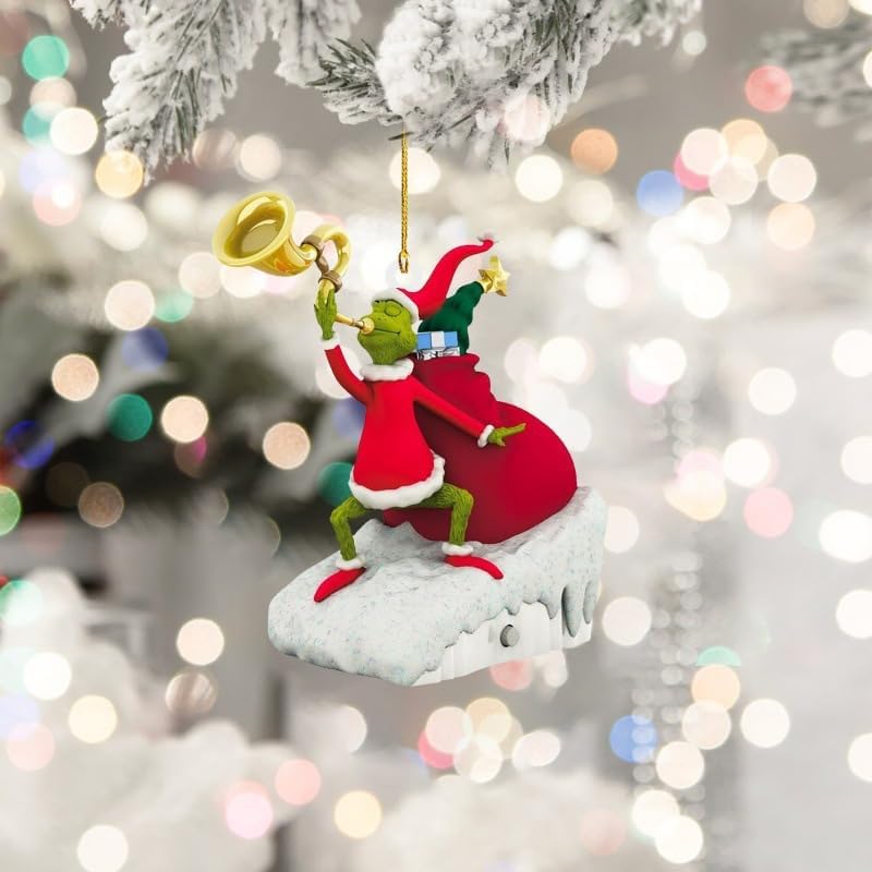 płaskich, dwuwymiarowych ozdób choinkowych Grinch – ozdoby świąteczne w stylu bajkowym - 6