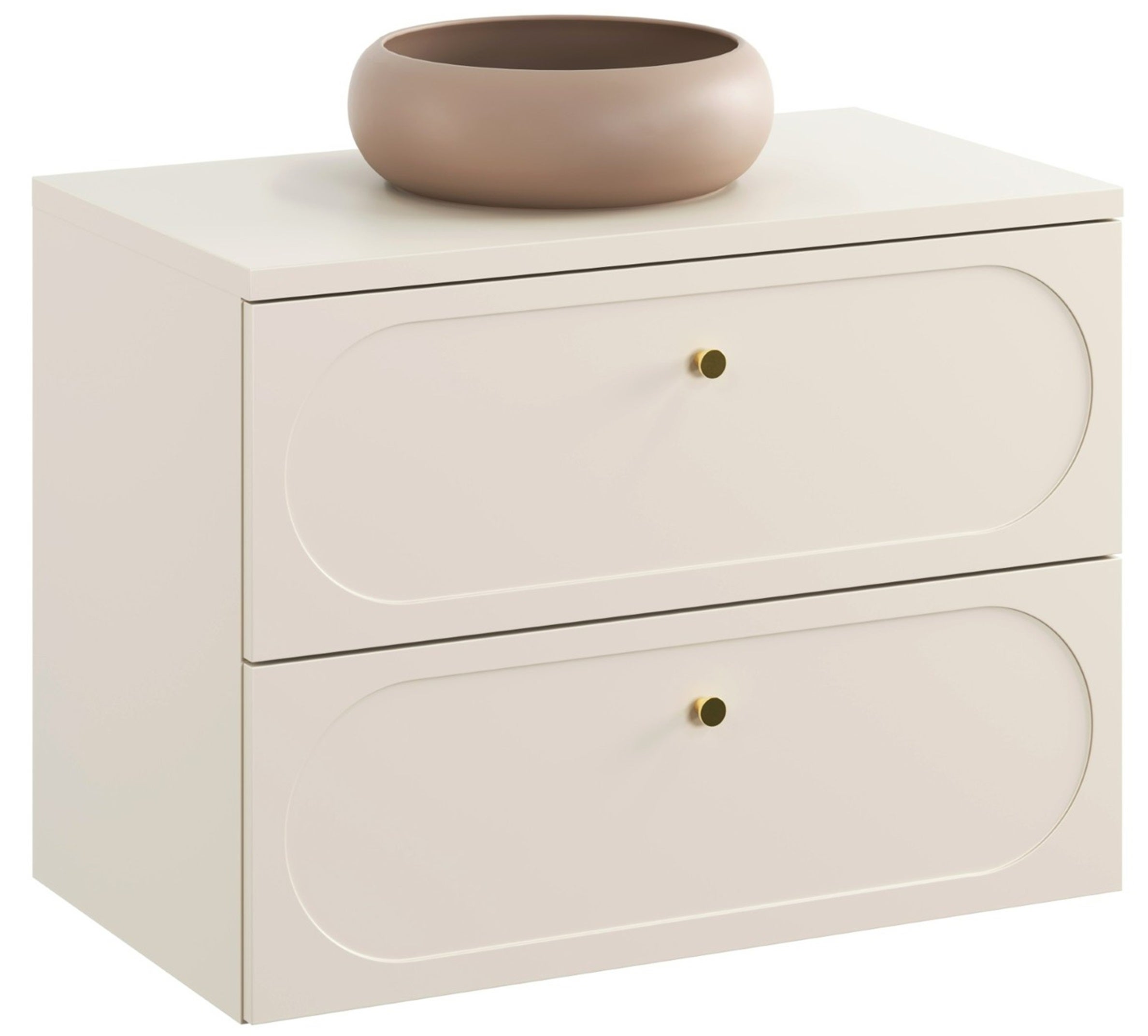 Szafka łazienkowa Donna Sand 80 cm beżowa frezowana z umywalką