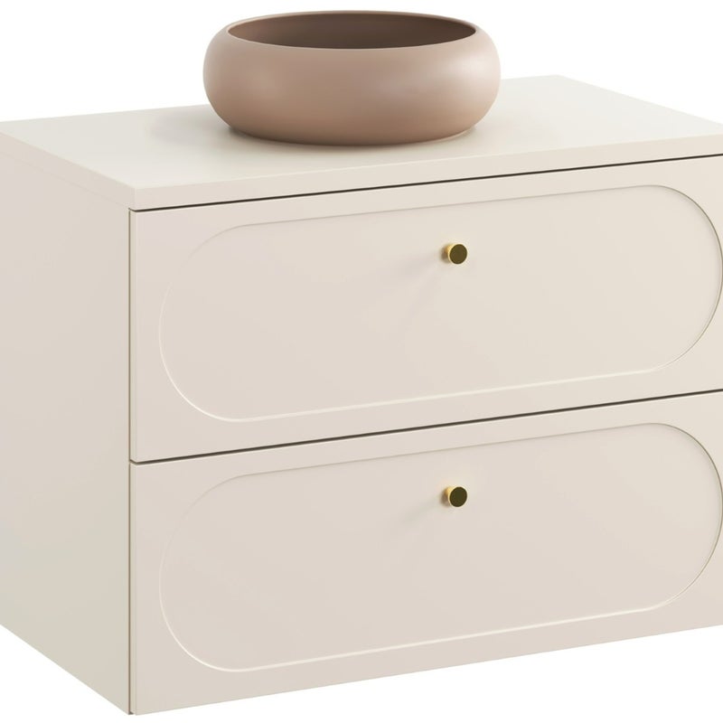 Szafka łazienkowa Donna Sand 80 cm beżowa frezowana z umywalką