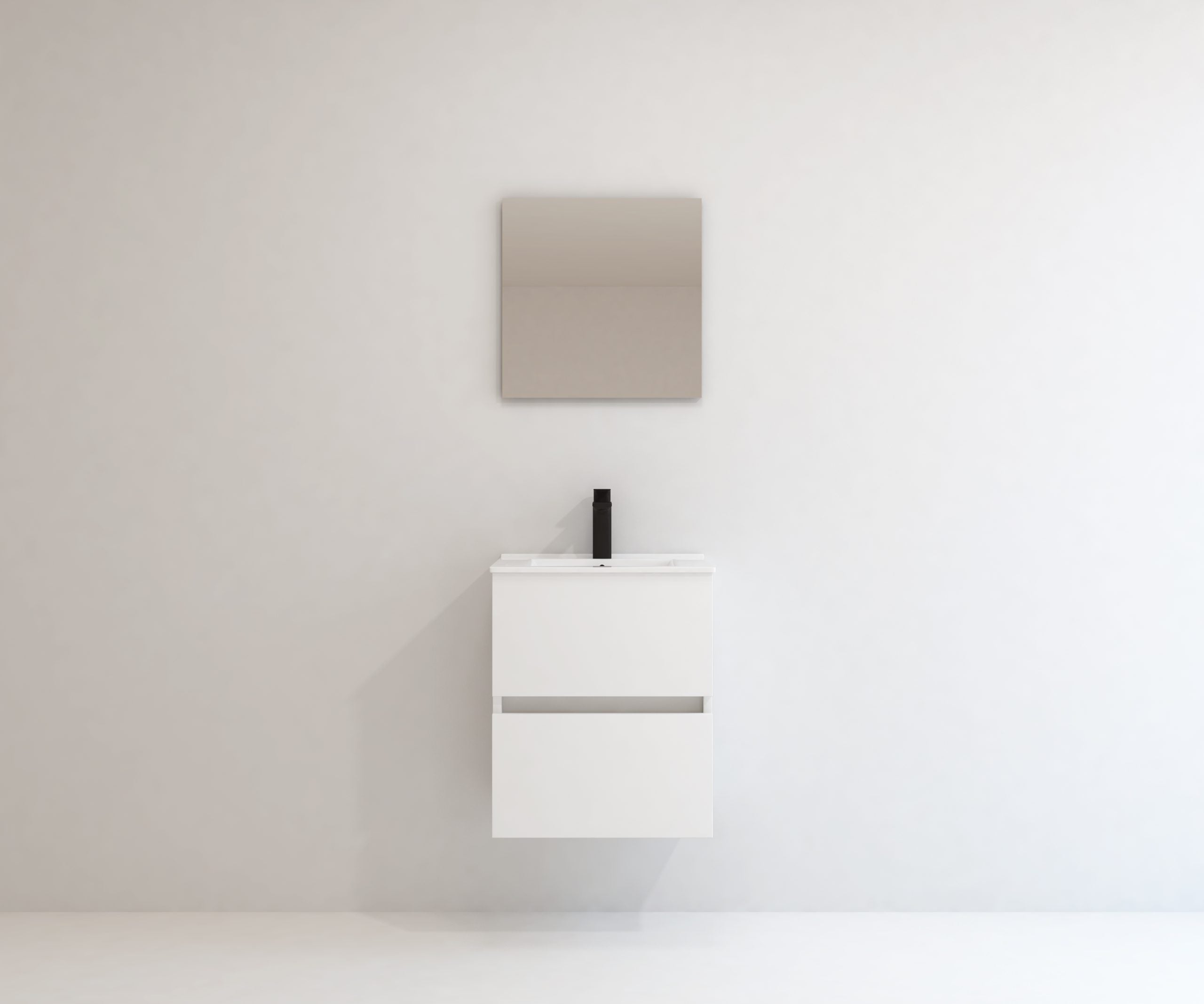 Pack Meuble de Salle de Bain Avantarea avec Vasque Simple et Miroir Uni CARCANS Blanc 50CM - 4