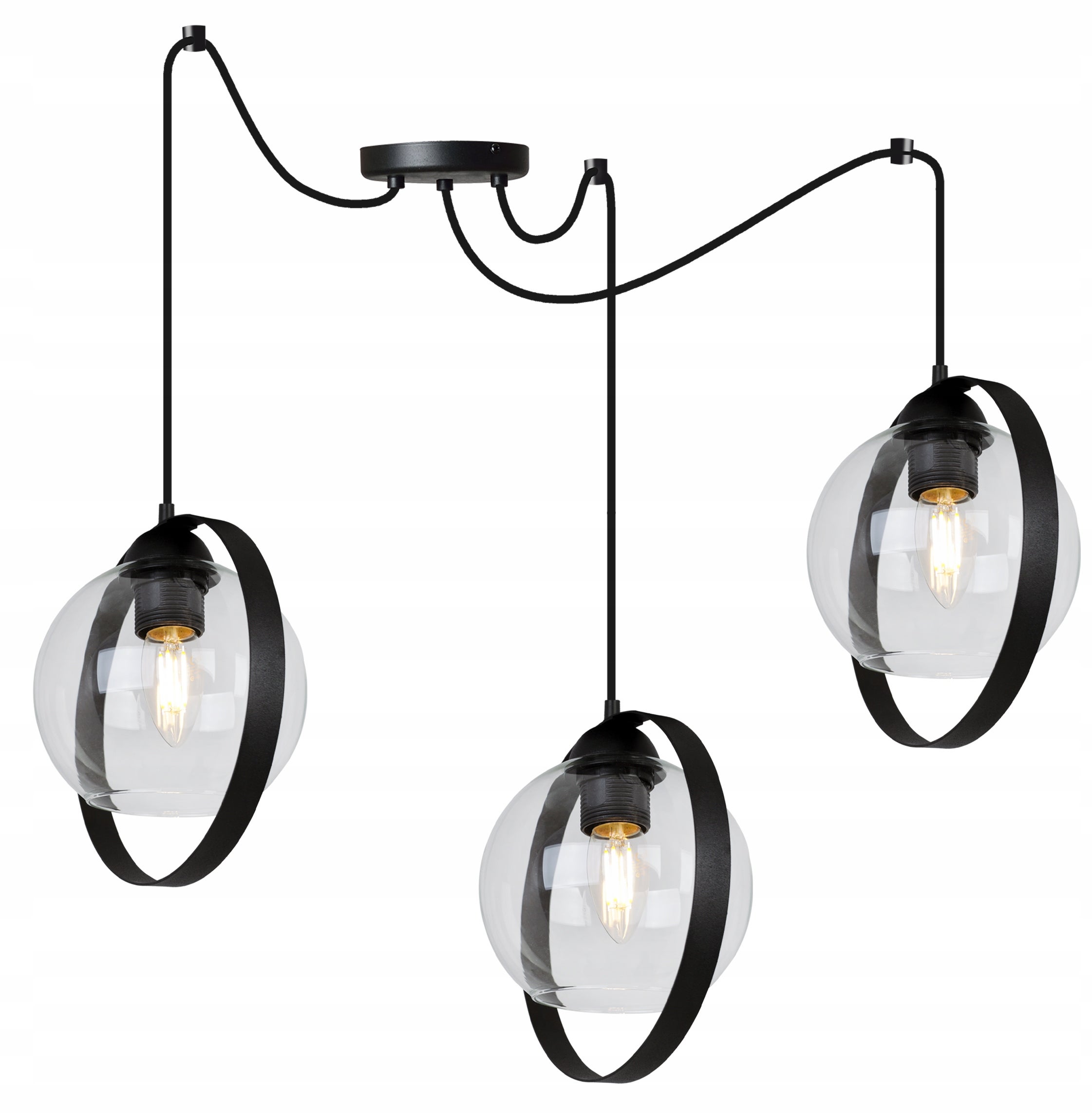 Lampa sufitowa wisząca trendy 3xE27 klosz pierścienie transparentny Light Home LH
