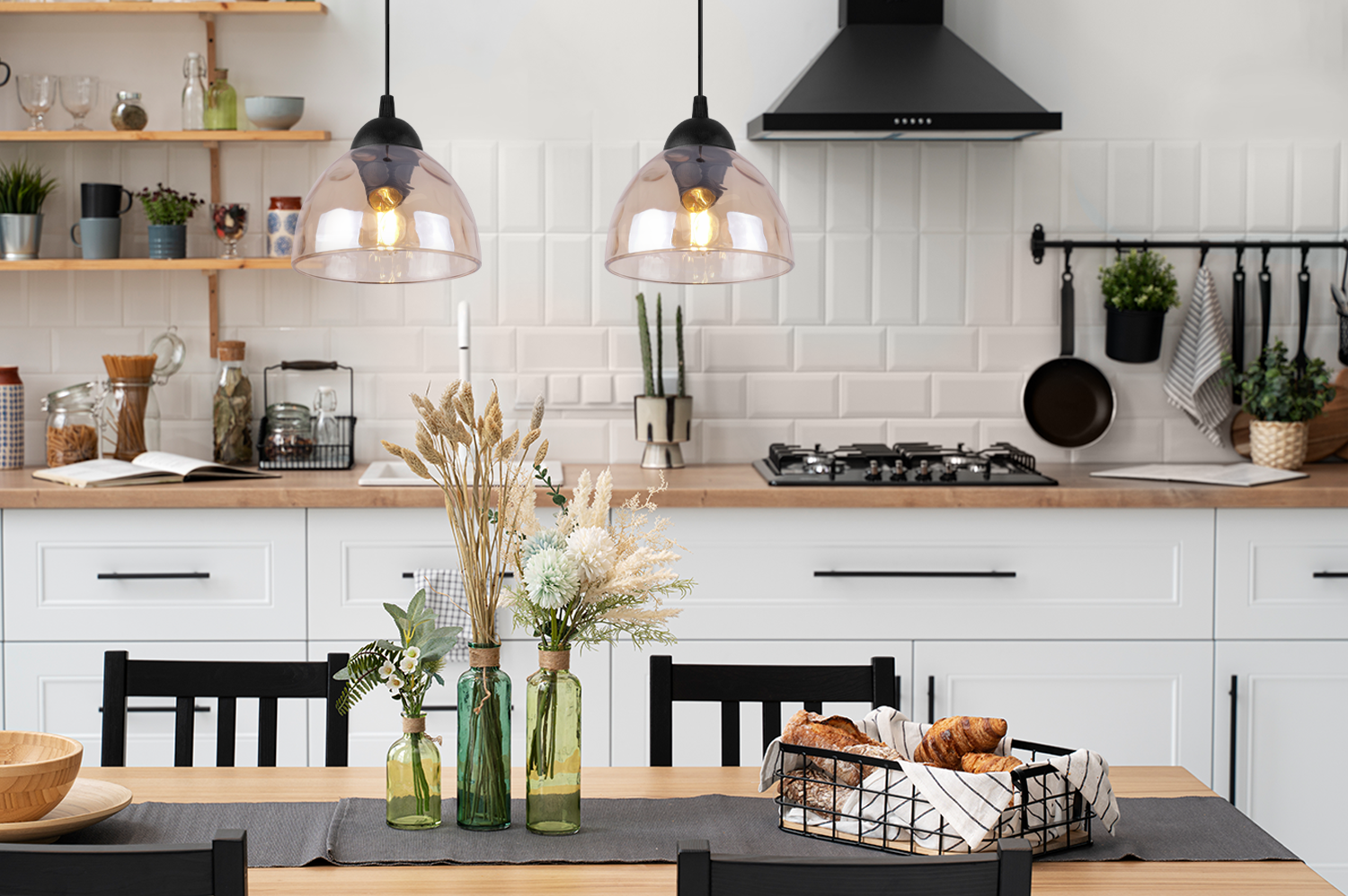 Lampa sufitowa wisząca Venice modern 2xE27 klosz półokrągły miodowy Light Home LH - 3