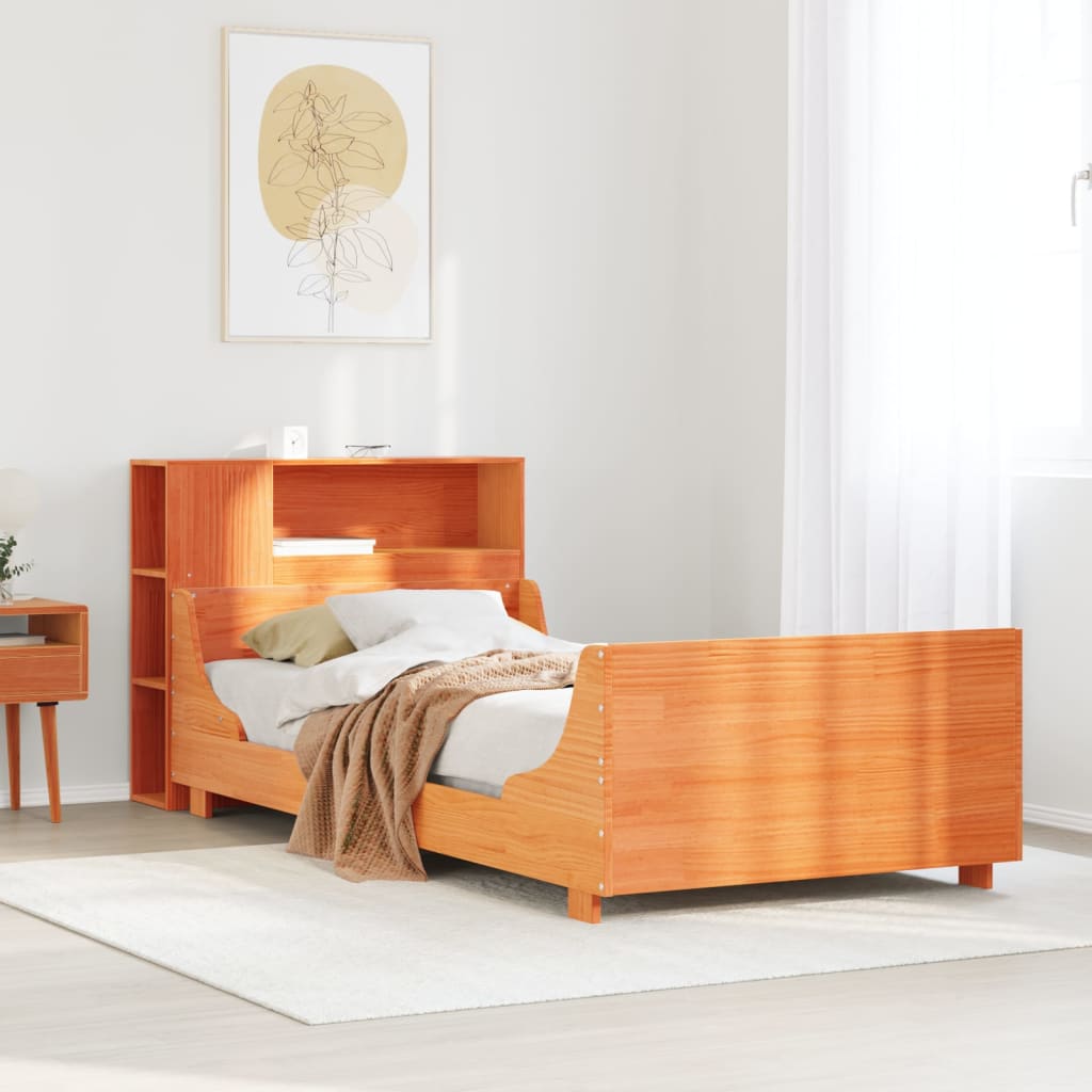 Letto Libreria Senza Materasso Bianco 140x190 Cm In Legno Di Pino Massiccio 93237645
