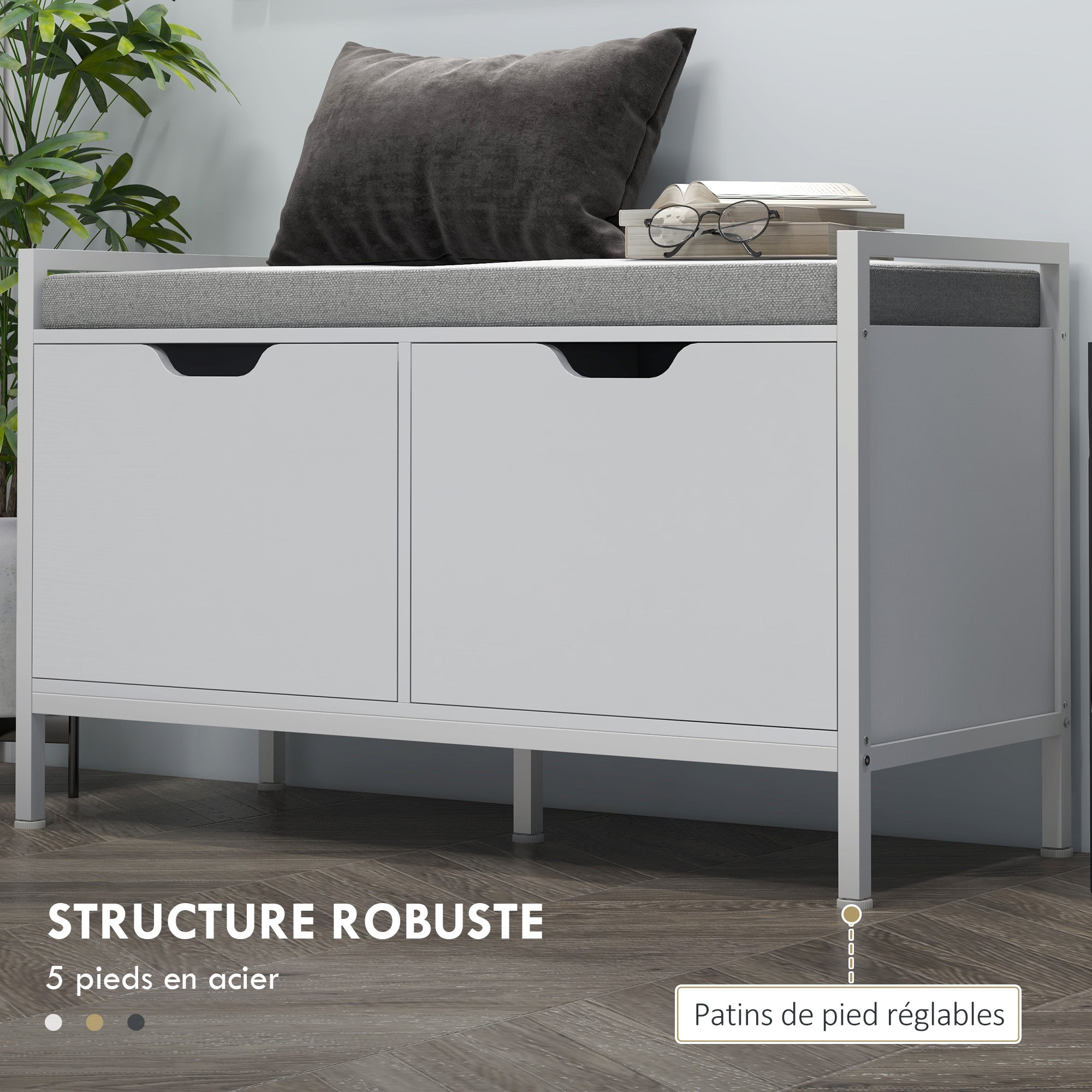 Banc à chaussures aggloméré 2 places HOMCOM - 6