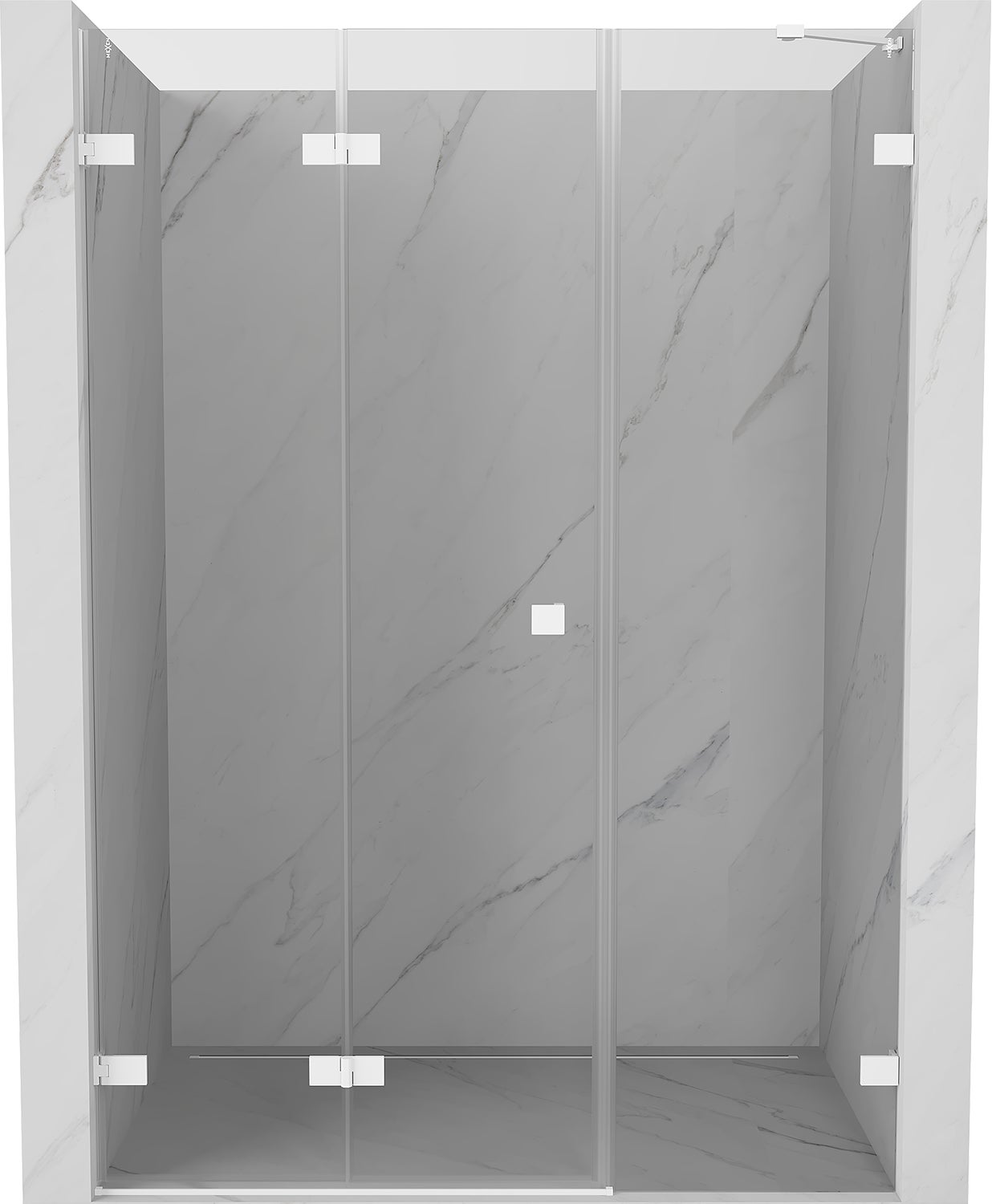 Mexen Lunar-F drzwi prysznicowe składane lewe 140 cm, transparent, białe - 836S-140-050-20-00-L