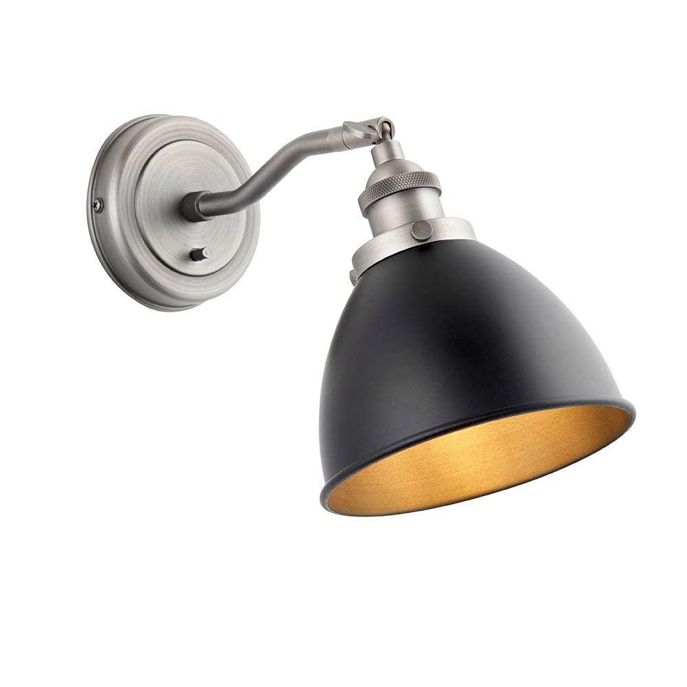 Kinkiet z włącznikiem FRANKLIN postarzana cyna 1xE14x15W metal wym:19,7x15x25cm IP20 Endon