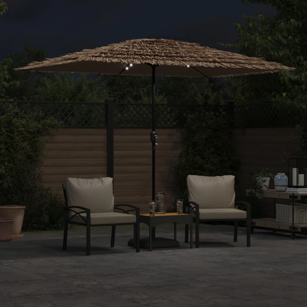 vidaXL Parasol de jardin avec LED et mât en acier marron 300x200x250cm - 3