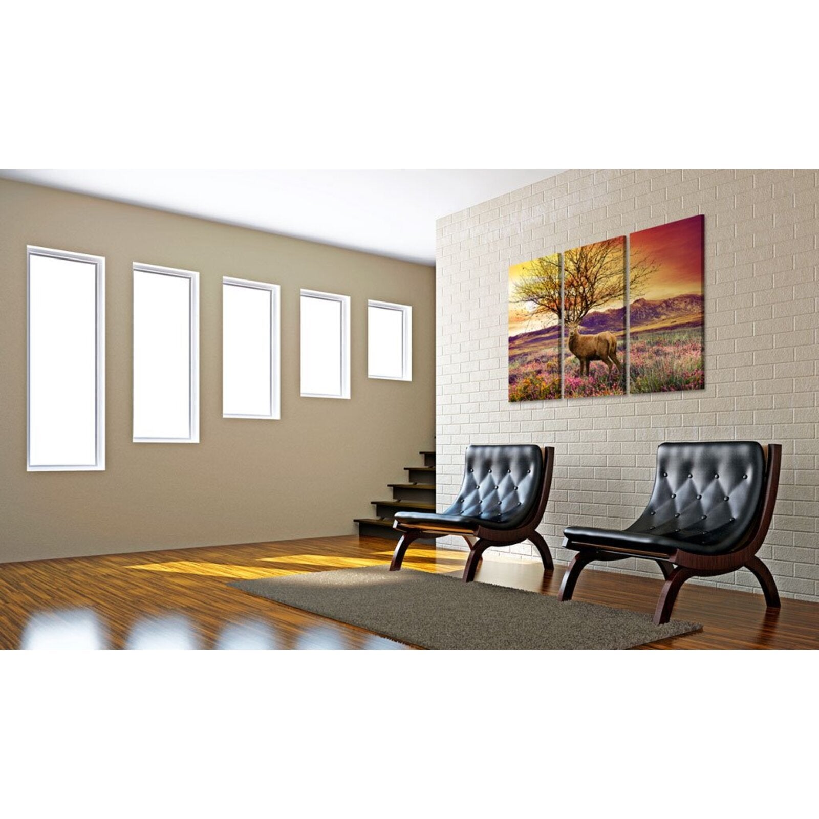 Tableau cornage de fantaisie - triptyque - 90 x 60 cm - 2