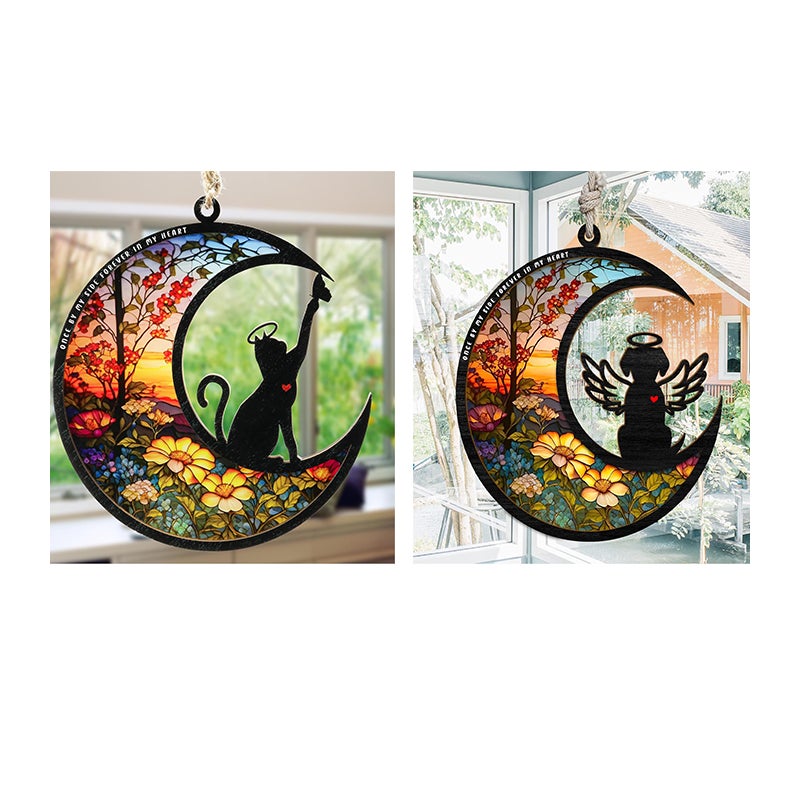 Pamiątkowy łapacz światła combo dla kota i psa, łapacz światła z witrażu, ozdoba pamiątkowa, prezent dla miłośników psów, 3-pak